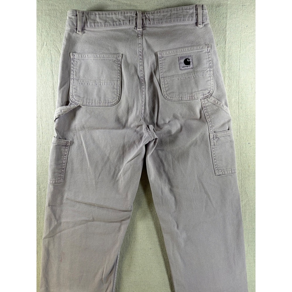 Carhartt WIP Relaxed Straight Carpenter Pants Mens 28x29 Gray Canvas Workwear - Picture 9 of 12